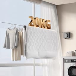 Intrekbare Waslijn - Drooglijn Wasrek - Kleding Drogen - Geen Boren Nodig - 157 meter - Grijs — thumbnail 3