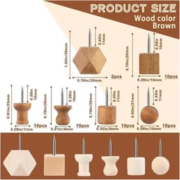 Houten Duwspelden - Decoratie Pinnen - Ambachtelijke Projecten - Met Veerclip - 50 Stuks - Kleur 7 — thumbnail 3