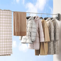 Droogtouw voor Was - Waslijn Uittrekbaar - Kleding Drogen - Dubbele Montage Opties - 4.2 Meter Lengte - Wit — thumbnail 4
