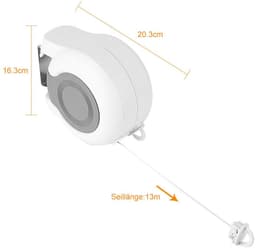 Dailygoods- Waslijn Uittrekbaar - Wanddroogrek - Inklapbaar - 13 Meter Touw - Voor Binnen/Buiten - Perfect voor Kleine Ruimtes - Drooglijn — thumbnail 2