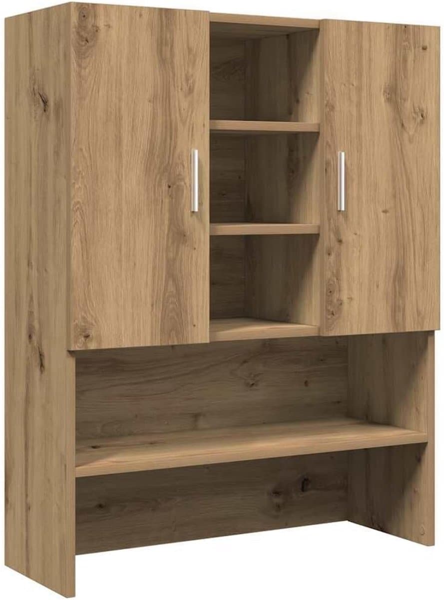 Wasmachinekast - Opbergkast Badkamer - Ruimte Optimaliseren - Vochtbestendig Materiaal - 70.5 x 90 cm - Eiken — afbeelding 1