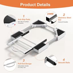 Wasstapel Frame - Droger Wasmachine - Ruimte Besparen - Uitschuifbaar Rek - 46-72 cm - Grijs — thumbnail 2