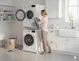 SERALUXE - Wasmachine Kast - Wasmachine Verhoger- Metaal - Wit - Universeel Wasmachine en Droger Kast - Wasmachine Ombouw - Wasmachinerek - Wasmachine Sokkel- Robuust - Stabiel - Stevig - Anti Vibratie — thumbnail 1