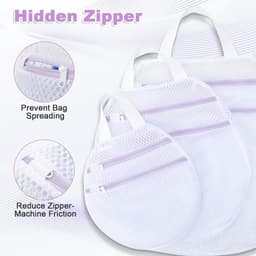 3-delige wasmachine met dubbellaags wasnet en herbruikbare waszak van mesh Geschikt voor bh's, sokken en paarse kleding (30 x 30 cm, 40 x 40 cm, 50 x 50 cm). — thumbnail 2