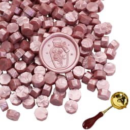 300 Stuks Octagonale Wasbolletjes met Smeltlepel voor Waxstempels, Uitnodigingen, Kaarten en Cadeauverpakking in Roze en Goud — thumbnail 1