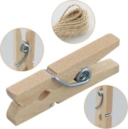 Dailygoods- Knijpers Mini 150 Stuks - Houten Knijpers - Decoratieve Klemmen - Henneptouw - I-vormige Spijkers - Lichtgewicht 100 g — thumbnail 5