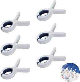 6 stuks - Handdoek Clip voor op het strand - Winddichte deken clip - Met een stevige, roestbestendige veer - Grote kledingclip - Houdt uw handdoeken, kleding en dekens droog aan waslijnen en rekken (blauw) — thumbnail 1