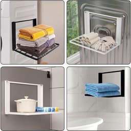 Verstelbaar Magnetisch Wasmachine Rek 41x25cm, Inklapbaar Droogrek, Opbergrek voor Wasruimte en Keuken, Ideaal voor Organisatie en Ruimtebesparing — thumbnail 4