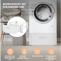 RUX® Wasmachine Verhoger - Wasmachine Verhoger met Lade - Wasmachine Sokkel Met Laadcapaciteit tot 150 KG - Wasmachine Kast - Wasmachine Ombouw – Wasmachineverhoger - ‎Wit- 63cm x 54cm x 32 cm; 9 kg — thumbnail 4