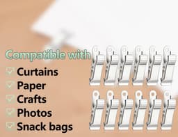 Metal Clips - Krokodillenklemmen - Organiseren van spullen - Set van 12 stuks - 4 x 1.2 cm - Wit Nikkel — thumbnail 3
