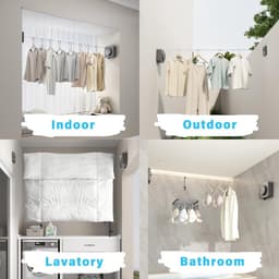 Uitschuifbare Waslijn - Intrekbare Kledinglijn - Ruimte Besparen - Niet Doorhangend Design - 51 Meter Kabel - Wit — thumbnail 3