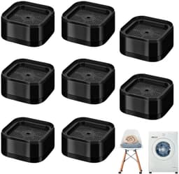 8 stuks - meubelvoeten - wasmachine voetjes - verhogingsblokken - zwart - schokdempende voetjes - antislip blokken - Vierkante Rubberen Meubelvoeten - Trillingsdempende Wasmachine Voetjes - Dempende Verhoging voor Stoel, Kast en Koelkast — thumbnail 1
