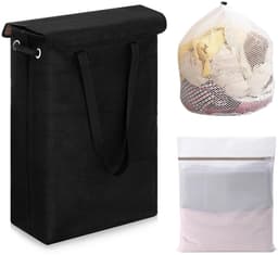 Dailygoods- Wasmand 45 Liter - Opvouwbaar - Met Deksel - Smal met Handvat - 2 Waszakken - Eenvoudig te Reinigen - Wasverzamelaar — thumbnail 1