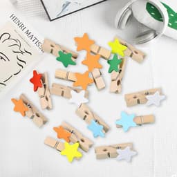 Houten Knijpers - Stervorm Clips - Foto's Ophangen - Kleurrijk Decoratief - 100 Stuks - Multicolor — thumbnail 5