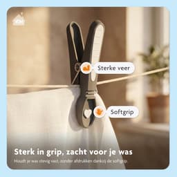 LaundrySpecialist Wasknijpers soft grip - Wit/grijs - 60 stuks - extra lang en stevig - wasknijpers plastic - wasknijpers kunststof - gekleurde knijpers — thumbnail 3