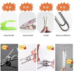 Roestvrijstalen knijpers - Kledingclips - Kleding ophangen - Heavy duty ontwerp - 40 stuks - Zilverkleurig — thumbnail 3