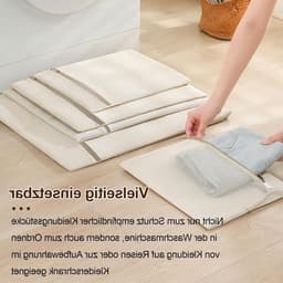 SnelShoppen - Set van 6 Premium Katoenen Waszakken met Rits Zonder Microplastic, Wasnet, Waszak voor Wasmachine, Reisorganisator voor Vuilwas, Eco-vri — thumbnail 2