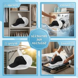 Wasset voor baseballcaps: 1 x beschermende mesh tas + 1 x opvouwbare standaard, ideaal voor wassen in wasmachine en vaatwasser, voorkomt vervorming en beschadiging. — thumbnail 3