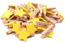 Store_9 - sterren wasknijpers hout - mini clips - kleurrijke decoratie - geel - fotohouders voor knutselen - geschikt voor feestdagen - 50 stuks — thumbnail 1