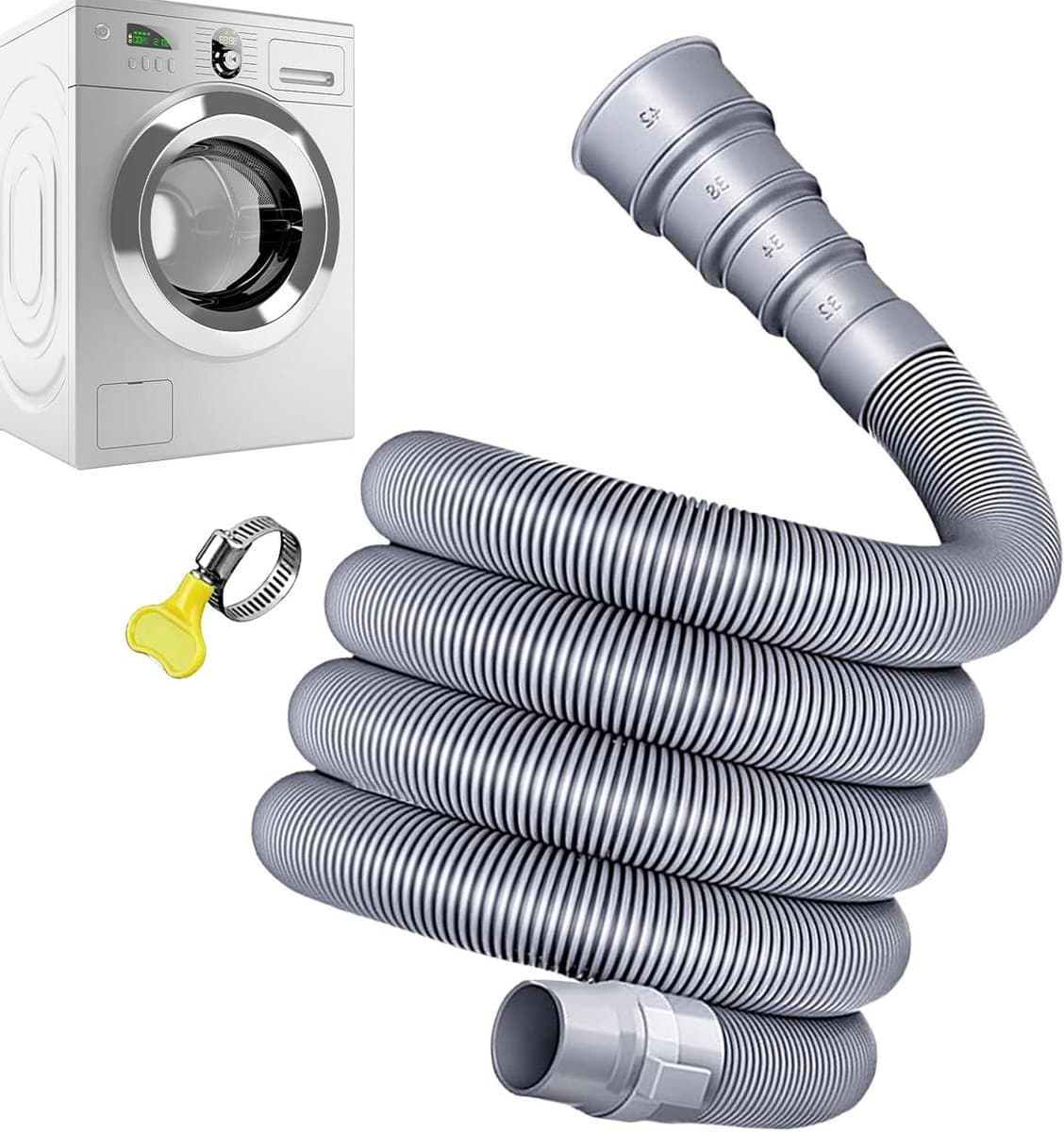 Afvoerslang Caravan - Afvalwaterslang Set - Afvalwater Afvoeren - Verstelbare Adapter - 3 tot 5 Meter - Grijs — afbeelding 1