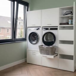 Washcab® Wasmachine Kast - Wasmachine Verhoger - Wasmachine Ombouw - Wit - Duo Set High 3 - 120kg draagkracht - 5 jaar garantie — thumbnail 2