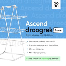 Bodo® Inklapbare Droogtoren – Staand Wasrek met 3 Niveaus - Wit — thumbnail 5