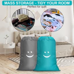Dailygoody - Waszak voor op reis - Waterdichte waszak - Grote capaciteit - Blauw + grijs - Opbergtas voor vuile was - Geschikt voor kleding en schoenen — thumbnail 5