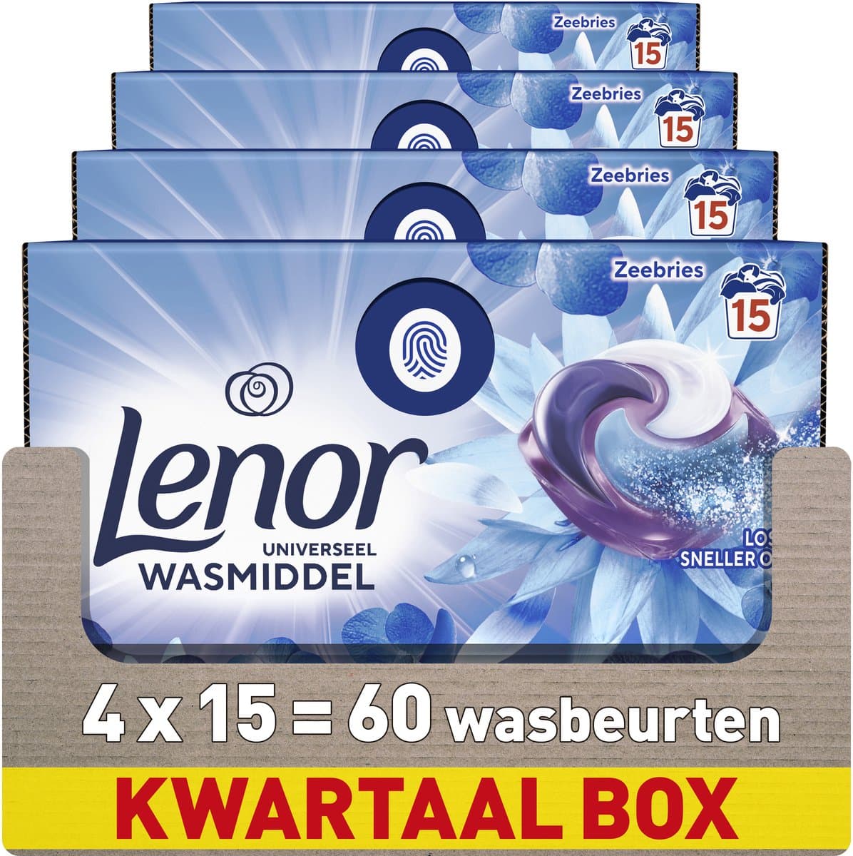 Lenor Wasmiddel All-in-1 Pods Zeebries - 4 x 15 stuks — afbeelding 1