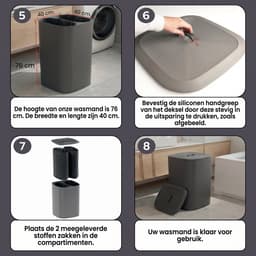 INDECOR Wasmand 90 Liter – Wassorteerder - Wasmand met Deksel - Wasmand 2 vakken - Opvouwbare Wasbox voor Badkamer– Antraciet — thumbnail 4