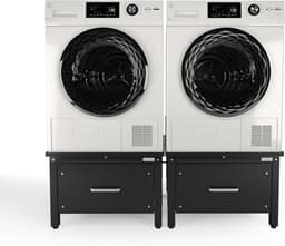 Wasmachine Verhoger - Opbouwmeubel Sokkel - Wassen Organiseren - Met Lade Lekbak - 42cm Hoog - Zwart — thumbnail 5
