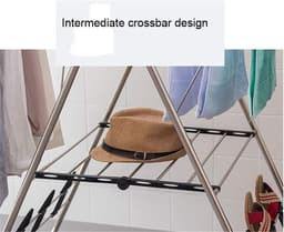 Opvouwbaar droogrek - Kledingdroger rek - Kleding drogen - In hoogte verstelbaar - 163 cm hoog - Zilver — thumbnail 5