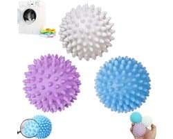 3 stuks - Wasballen - Reinigingsballen voor de wasmachine - Herbruikbare droogballen - Paars + Wit + Blauw - Droogballen - Droogballen - Wasballen die haar opvangen - Droogballen die haar tegenhouden — afbeelding 1