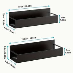 Magnetisch Opbergrek voor Koelkast & Wasmachine – Kruidenrek Zonder Boren | Zwart Metalen Zijrek — thumbnail 2