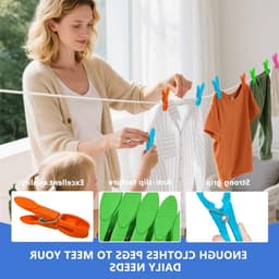 Set van 48 Wasknijpers met Opbergmand, Ideaal voor Waslijnen, Balkon en Kledinghangers — thumbnail 5