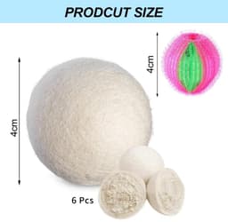 Dailygoods - 6 Stuks Drogerballen van Natuurlijke Wol voor Wasdroger — thumbnail 3