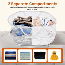 2 stuks Opvouwbare Wasmand - Wasmand van gaas - Vuile Klerenmand - Wasmand Opvouwbaar - Wassorteerder - Gaas - Ademend - Voor kleding en speelgoed - Geschikt voor badkamers, camping en hotels — thumbnail 2