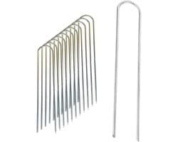 Grondankers Verzinkt Staal - Tuinharingen U-vorm - Vastzetten Tuinfolie - Extra Sterke Diameter - 150 x 25 mm - Zilver — afbeelding 1