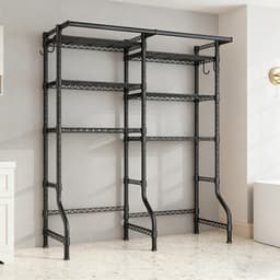 Extra Groot 6-Laags Opbergrek voor Bovenop Wasmachine – Dubbele Kolom, Verstelbare Planken, Robuust Stalen Organizer voor Wasruimte – Staande Plank — thumbnail 2