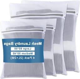 Set van 4 Waszakken voor de Wasmachine met Rits, Fijn Gaas en Duurzaam Ontwerp, Herbruikbare Waszakken voor Kleding, Ondergoed, Sokken en Delicate Stoffen (2L + 2M) — thumbnail 1