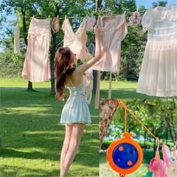 Waslijn Intrekbaar - Draagbaar Droogrek - Kleding Drogen - Winddicht Ontwerp - 10 Meter - Oranje — thumbnail 5