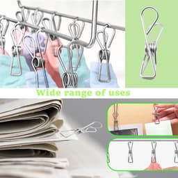 60 stuks - Knijpers - Wasknijpers - Kledinghaken - 58*14 mm - RVS - zilver - Kaartknijpers - Fotoknijpers - Voor Kleding, Sokken En Keuken - Voor Thuis En Kantoor — thumbnail 4