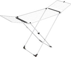 Universeel Stalen Wasrek 18m Drooglijnlengte - Wit - Met Wielen - 129x55 cm