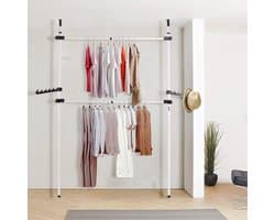 Telescopische garderobestand - inloopbaar kledingkastsysteem - vloer tot plafond - multifunctioneel - slaapkamer woonkamer - 80-139 cm.