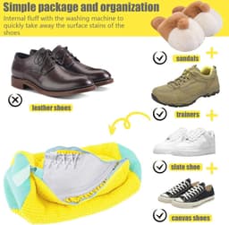 Waszakken voor schoenen - Herbruikbare wasnetten voor wasmachine (2 stuks) 39 x 19 cm, Geel — thumbnail 4