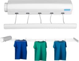 Waslijn, Automatische Telescopische Waslijn Aan de Muur Gemonteerde Intrekbare Kleding Droogrek Touw met Haak voor Binnen Buiten Benodigdheden Ponsinstallatie (Vijf Touwen) - Wandwaslijnen-5 waslijnen tot 3.75 m traploos uittrekbaar-Praktisch rolsyst — thumbnail 1