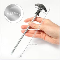 48x steel tent pegs - robust ground pegs with thread for camping and outdoor use - ideal for normal and hard ground with T-handle, approx. 21cm long — thumbnail 4