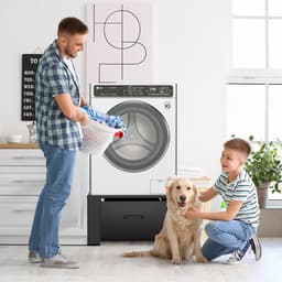 Wasmachine verhoger met lade Wasmachine opbouwmeubel Wasmachine kast Wasmachine sokkel Zwart — thumbnail 4