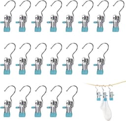 Clips - 20 stuks - 10,5x4 cm - Metalen clips - Wasknijpers - Clips die geen sporen achterlaten - Hoedenclips - Sokkenclips - Elastische clips - Opbergrek - Opbergclips - Haken - Huishoudelijke clips - Geschikt voor kledinghaken, kledingclips, hoeden — thumbnail 1