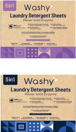 Washy Wasstrips Kersengeur & Lavendel- Wasmiddeldoekjes voor Witte, Gekleurde en Zwarte Was - Wasmiddel Strips - Eco Wasmiddel Vellen - Duurzame Laundry Strips (200 wasbeurten) — thumbnail 2