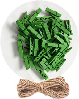 50 stuks kleine houten wasknijpers voor foto's en decoratie met ophangkabel — thumbnail 1